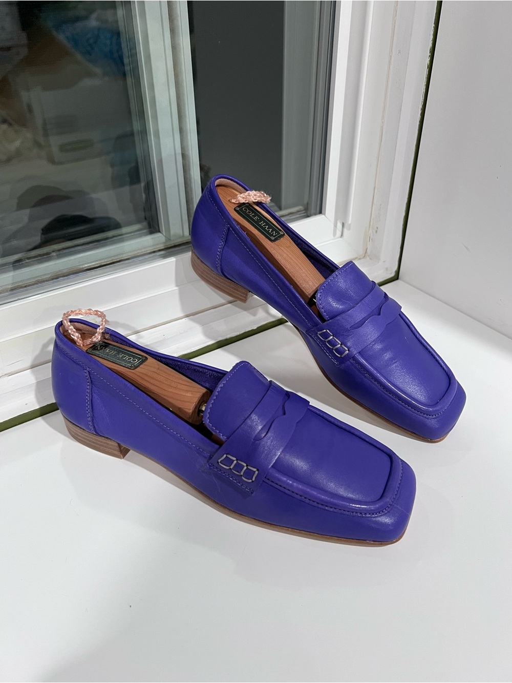 Venezia Purple All Leather Penny Loafers Made in Italy Vero Cuoio 37 6.5-7